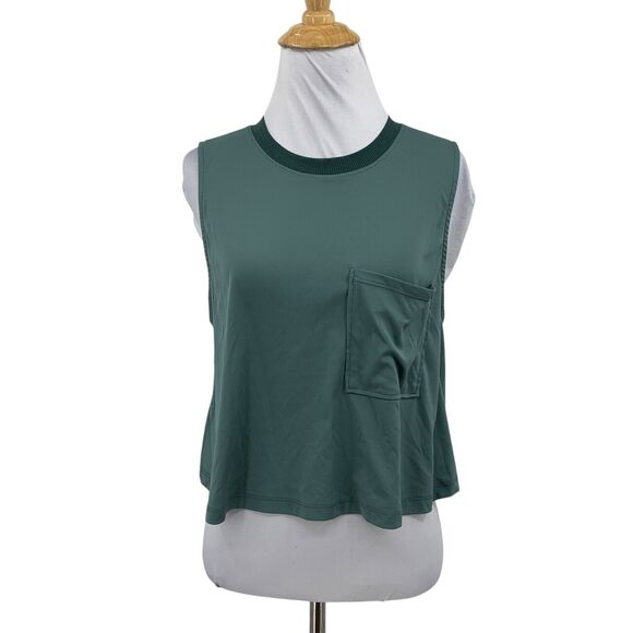 FP Movement Tank Womens M Medium Green Cropped Sleeveless Pocket Ringer Tee - Picture 1 of 12
